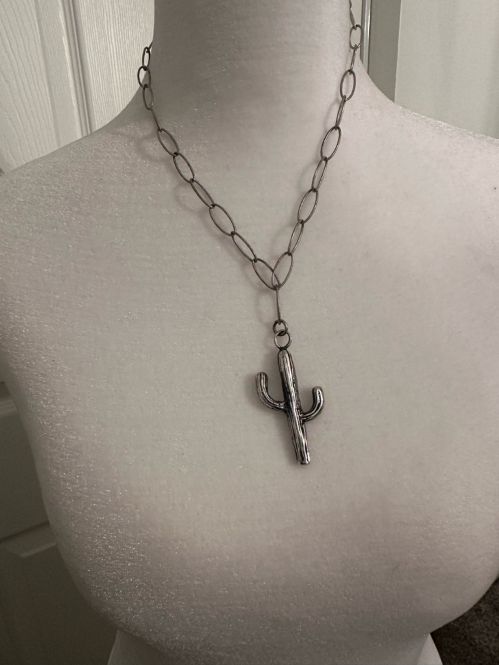 Silver Cactus Pendant Necklace Goldie Lew